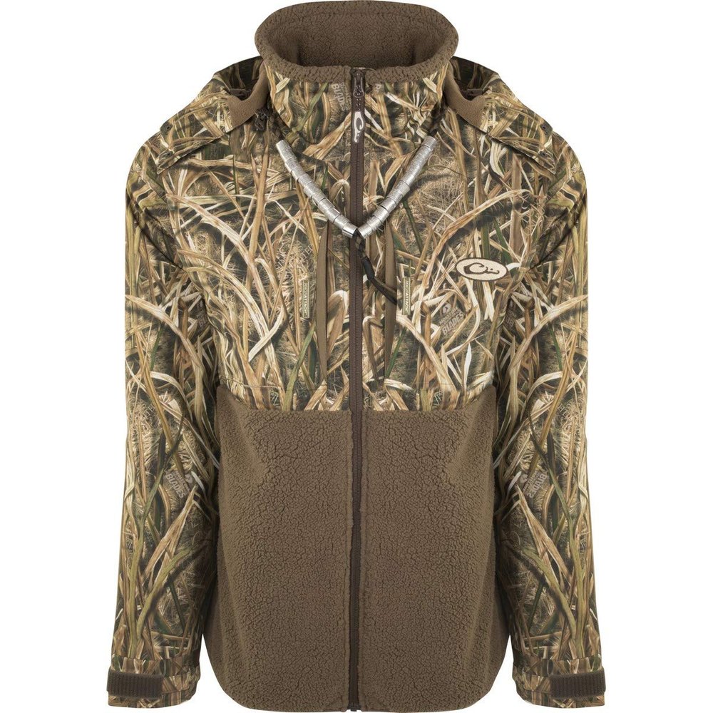 Drake MST Guardian Flex Sherpa Fleece Eqwader Full Zip with Hood Mossy Oak DU Shadowgrass Blades 2XL