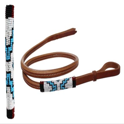 Horse Leather Western Saddle Tack Over and Under Beaded Whip 700RT02