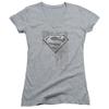 Trevco Superman Riveted Metal Juniors' Sheer Fitted V-Neck T Shirt, 2X-Large Athletic Heather view 1