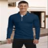 KUYIGO Mens Long Sleeve Casual Slim Fit Polo T-Shirts Basic Designed with Cotton Shirts X-Large Navy view 3