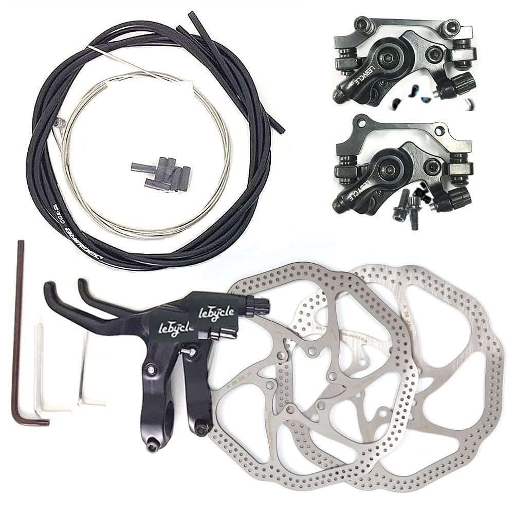 Mountain Bike Disk Brake Set G3/ HS1 Bicycle Disc Brake Kit Front and Rear 160mm Caliper Rotor with Bolts and Cable (HS1 A Disc Brake Set)