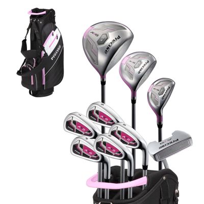 Precise AMG Complete Womens Golf Clubs Set, Includes Driver, Fairway, Hybrid, 6-PW Irons, Putter, Stand Bag, 3 H/C's, Golf Clubs Women Right Handed, Regular & Petite Sizes
