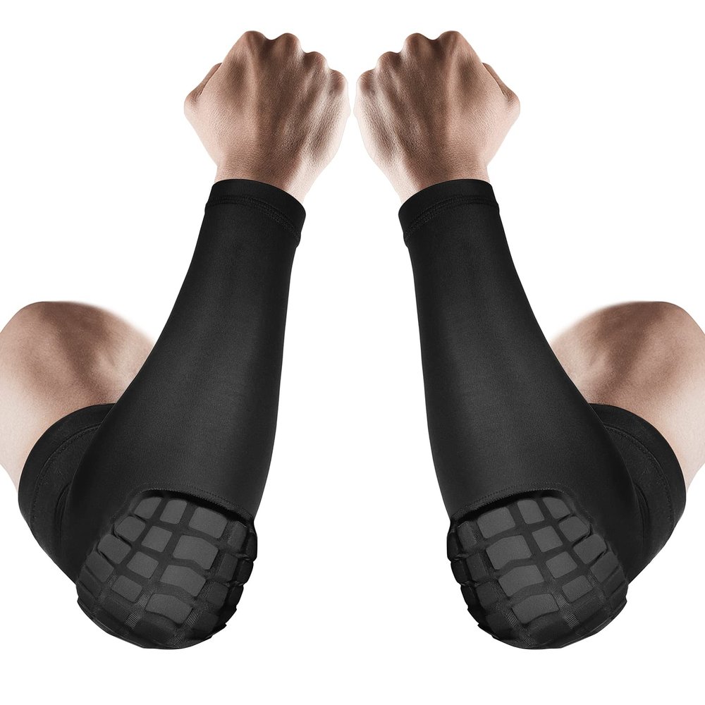AceList 2PCS Elbow Pads with Padded Compression Shield Shape Arm Sleeves for Protection - Suitable for Basketball, Volleyball, Football, and More - Ideal for Adults, Youth, Girls, Men, Women (Black)
