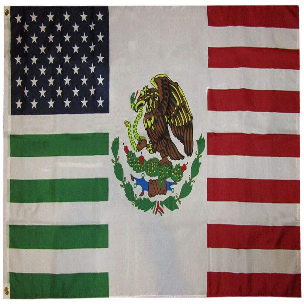 AES American Wholesale 3x5 USA Mexico Friendship Premium Waterproof Polyester Flag 3'x5' Durable Bold