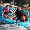 SereneLife 3-Person Inflatable Towable Booster Tube - Heavy-Duty Water Tube Boating Float Tow Raft, Watersports Inflatable Pull Boats/Tubes/Towables w/Foam Seats, PVC Bladder, Handles view 2