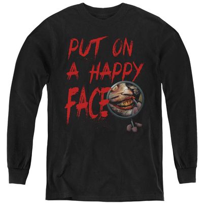 Batman Happy Face Youth Long Sleeve T Shirt, Medium Black