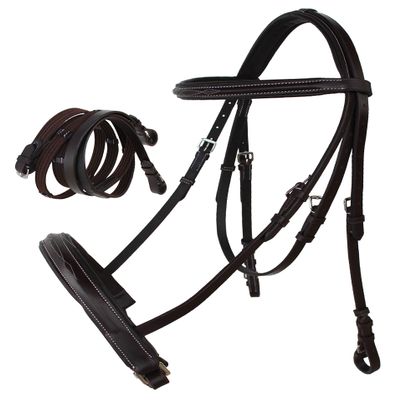 CHALLENGER Horse English Brown All-Purpose Trail Pleasure Leather Bridle Reins 805EB02BR-F