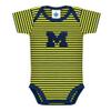 Creative Knitwear University of Michigan Wolverines Block M Striped Baby Bodysuit Navy/Yellow view 1