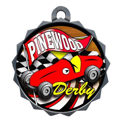 2-1/4 Inch Die-Cast Metal Award Medallion with Antique Silver Finish and Attached 2 Inch Full Color Laminated Sport Insert.