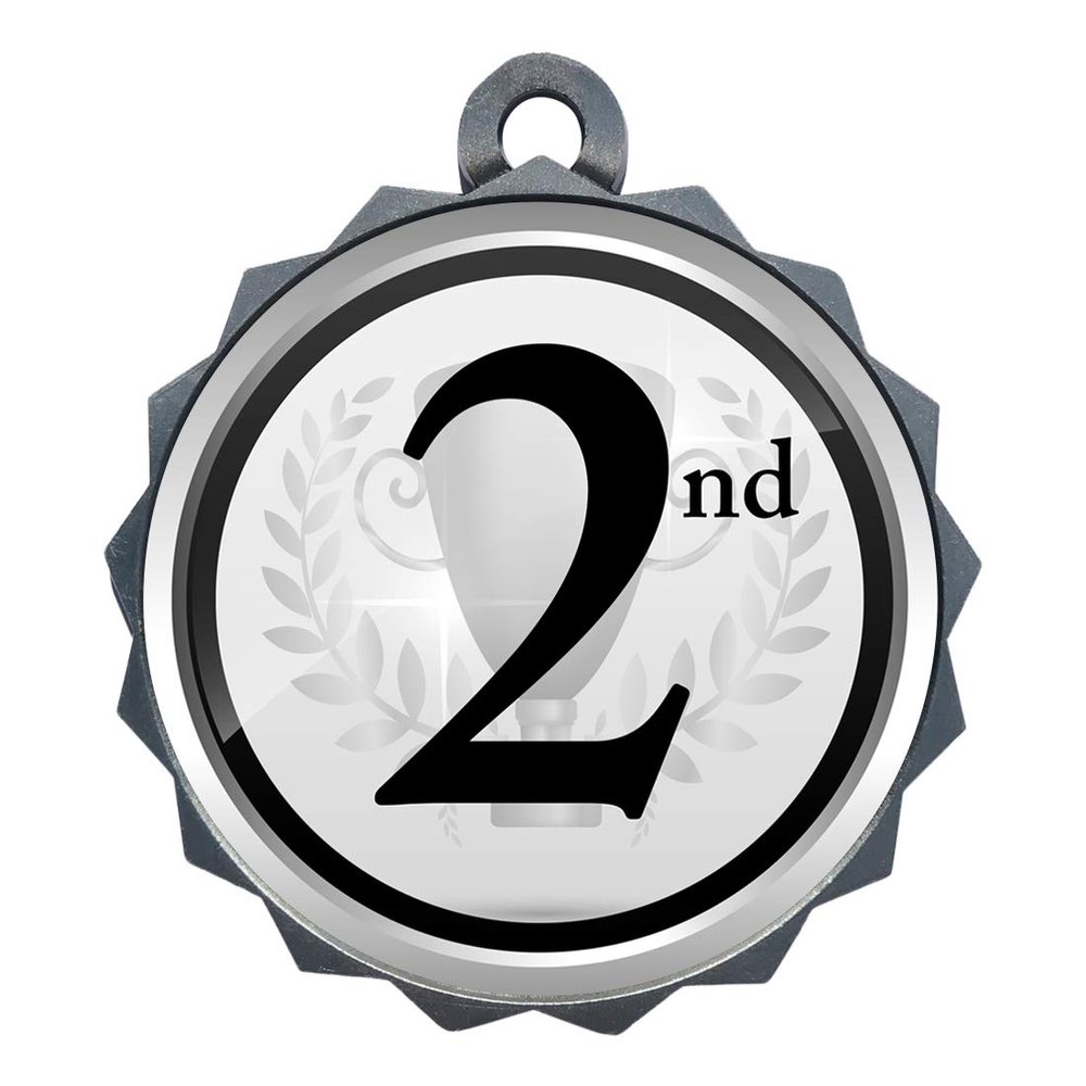 2-1/4 Inch Die-Cast Metal Award Medallion with Antique Silver Finish and Attached 2 Inch Full Color Laminated Sport Insert.
