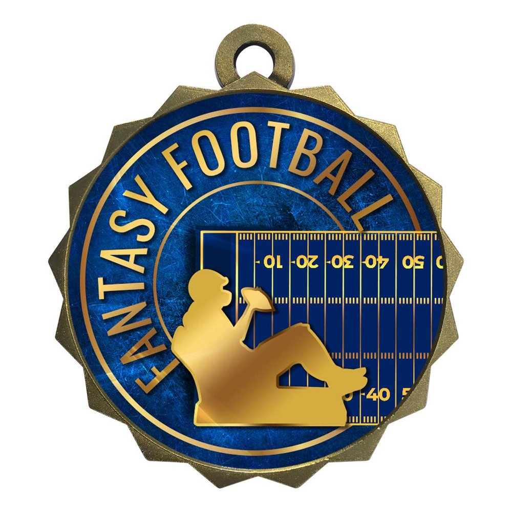 2-1/4 Inch Die-Cast Metal Award Medallion with Antique Gold Finish and Attached 2 Inch Full Color Laminated Sport Insert.