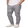 URBANJ Men's Slim Fit Biker Jogger Pants with Shirring Detail S-5XL (S, Grey) view 1