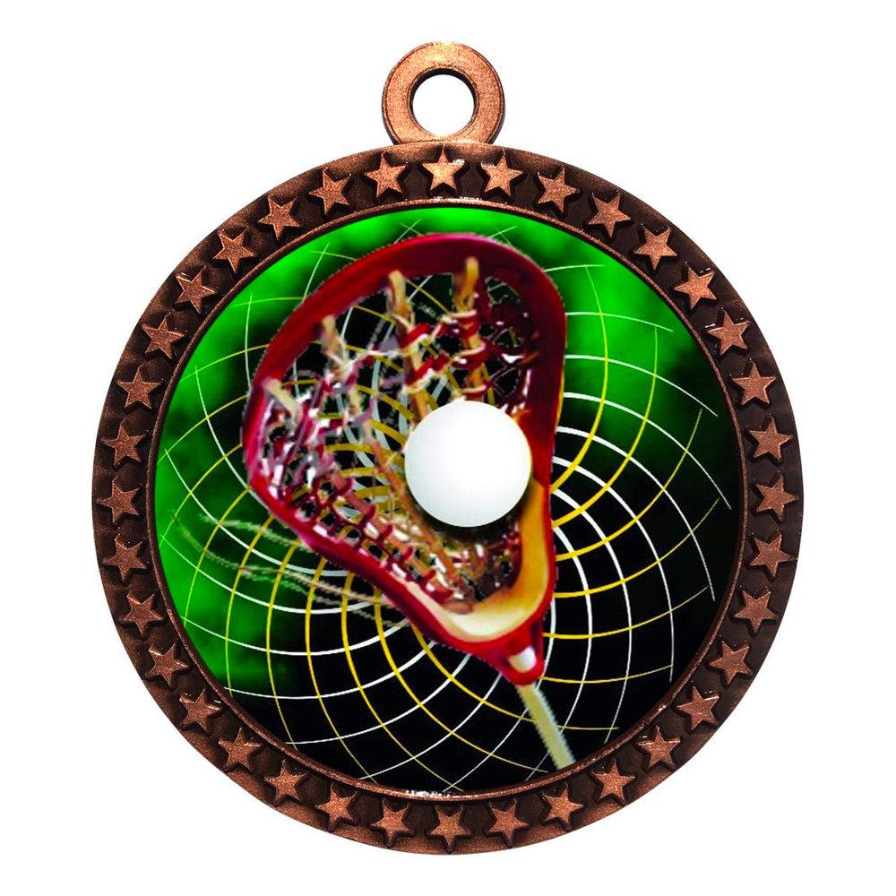 2-1/2 Inch Die-Cast Metal Award Medallion with Antique Bronze Finish and Attached 2 Inch Full Color Laminated Sport Insert.