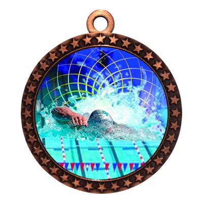 2-1/2 Inch Die-Cast Metal Award Medallion with Antique Bronze Finish and Attached 2 Inch Full Color Laminated Sport Insert.