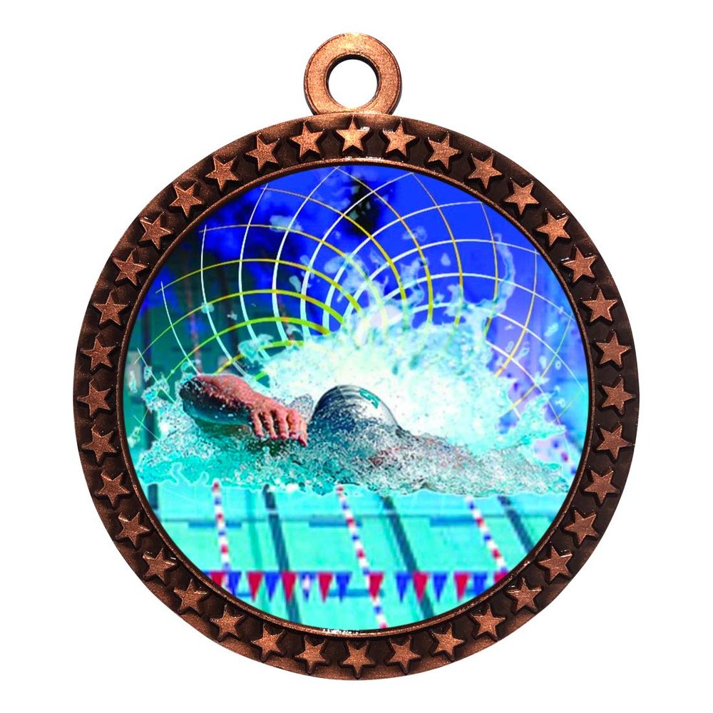 2-1/2 Inch Die-Cast Metal Award Medallion with Antique Bronze Finish and Attached 2 Inch Full Color Laminated Sport Insert.