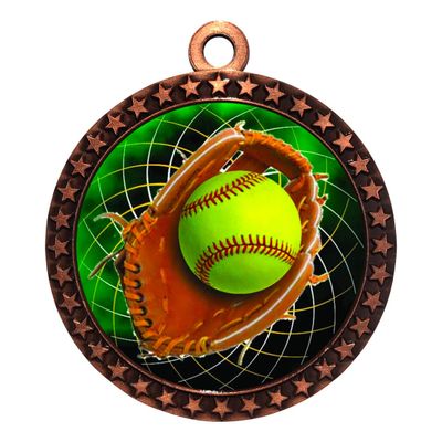 2-1/2 Inch Die-Cast Metal Award Medallion with Antique Bronze Finish and Attached 2 Inch Full Color Laminated Sport Insert.