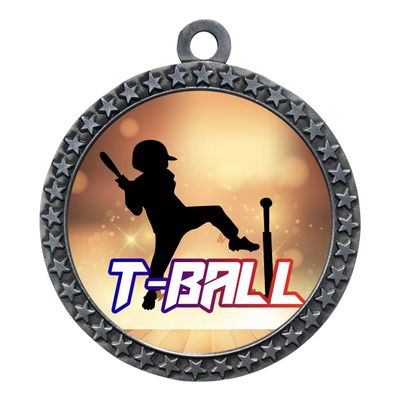 2-1/2 Inch Die-Cast Metal Award Medallion with Antique Silver Finish and Attached 2 Inch Full Color Laminated Sport Insert.