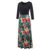Clopon Women's Long Dress, Floral Print Maxi Dresses for Ladies Winter Long Sleeve Dress (XL, Green)