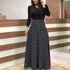 Clopon Women's Long Dress, Floral Print Maxi Dresses for Ladies Winter Long Sleeve Dress (XL, Black) view 2
