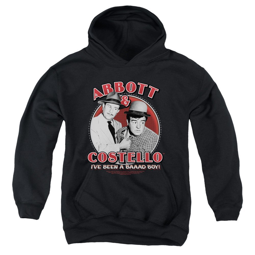 Abbott & Costello Bad Boy Unisex Youth Pull-Over Hoodie for Boys and Girls, X-Large Black