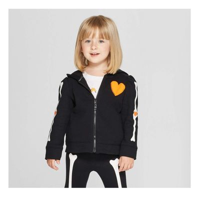 Toddler Girls' Cat & Jack Full-Zip Glow-in-The-Dark Skeleton Hoodie (2T)