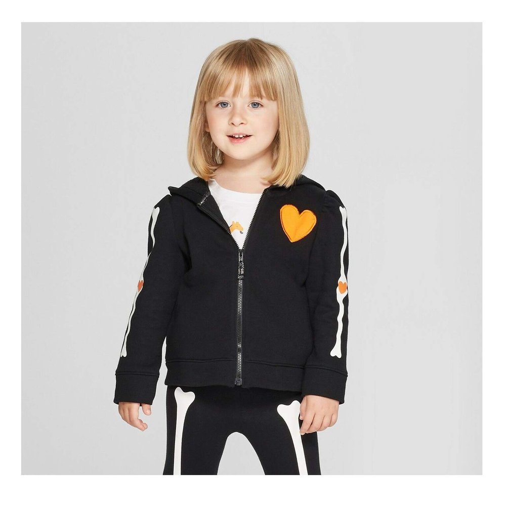 Toddler Girls' Cat & Jack Full-Zip Glow-in-The-Dark Skeleton Hoodie (2T)