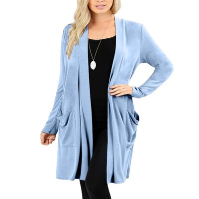 NE PEOPLE Womens Basic Long Cargidan - Classic Long Sleeve Open Front Slouchy Pockets Cardigan