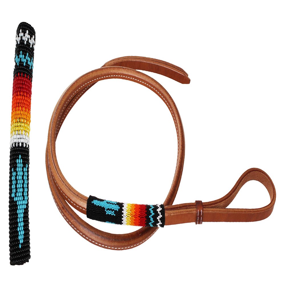 Horse Leather Western Saddle Tack Over and Under Beaded Whip 700RT05