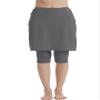 Micosuza Womens Skirted Swim Capris Sun Protective UPF 50+ Swimming Tight with Attached Skirt Sport Leggings Grey view 1