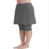 Micosuza Womens Skirted Swim Capris Sun Protective UPF 50+ Swimming Tight with Attached Skirt Sport Leggings Grey view 2