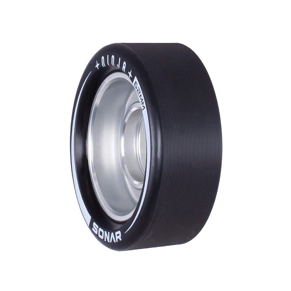 Riedell Ninja Speed Wheels - Sonar Roller Skate Wheels - 4 Pack of 62mm x 43mm | Black | 94A
