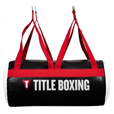TITLE Boxing Premier Leather Uppercut Bag, Black/Red/White, 60 lbs - Uppercut Bag, Specialty Punching Bag, Angle Punching Bag, Punching Bag, Heavy Bag, Hanging Punching Bag for Adults