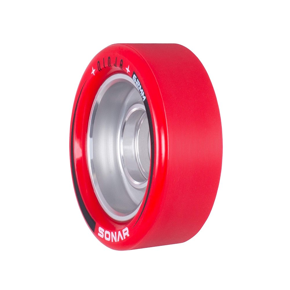 Riedell Ninja Speed Wheels - Sonar Roller Skate Wheels - 4 Pack of 62mm x 43mm | Red | 90A