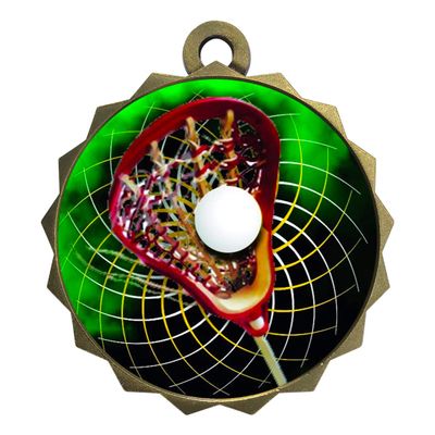 2-1/4 Inch Die-Cast Metal Award Medallion with Antique Gold Finish and Attached 2 Inch Full Color Laminated Sport Insert.