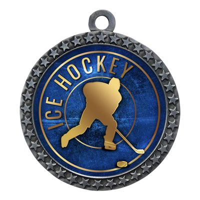 2-1/2 Inch Die-Cast Metal Award Medallion with Antique Silver Finish and Attached 2 Inch Full Color Laminated Sport Insert.