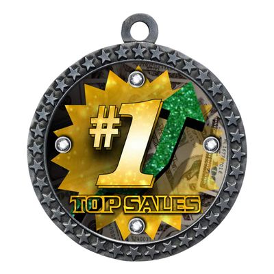 2-1/2 Inch Die-Cast Metal Award Medallion with Antique Silver Finish and Attached 2 Inch Full Color Laminated Sport Insert.