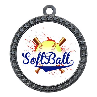 2-1/2 Inch Die-Cast Metal Award Medallion with Antique Silver Finish and Attached 2 Inch Full Color Laminated Sport Insert.