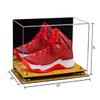 Better Display Cases Acrylic Large Shoe Display Case for Basketball Shoe Soccer Cleat Football Cleat with Mirror, Gold Risers and Wood Base (A013-GR) view 2