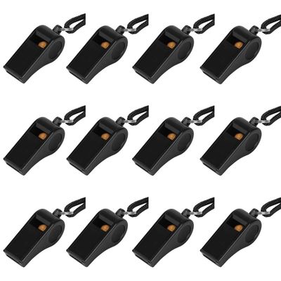 Fya Whistle, Plastic Whistle with Lanyard, Loud Clear Black Whistles Bulk Great for Coaches, Referees, and Officials