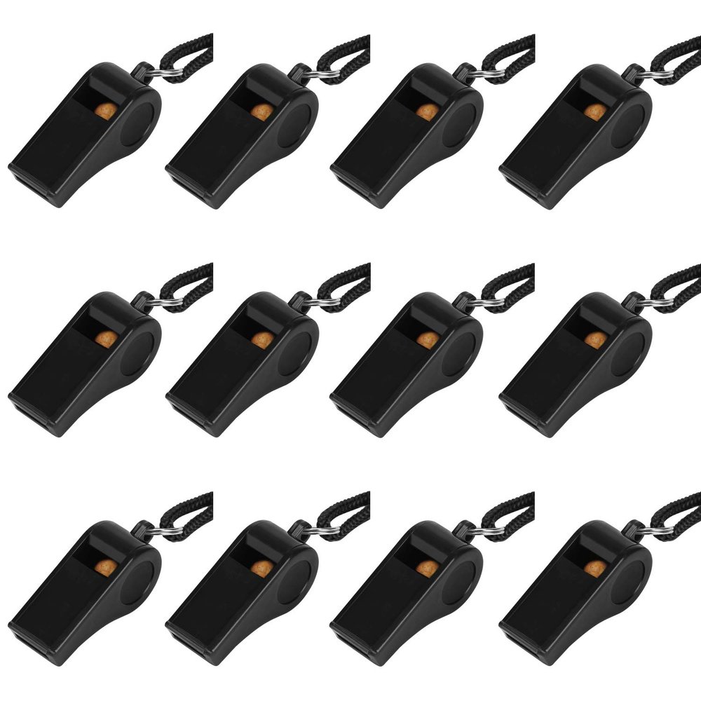 Fya Whistle, Plastic Whistle with Lanyard, Loud Clear Black Whistles Bulk Great for Coaches, Referees, and Officials