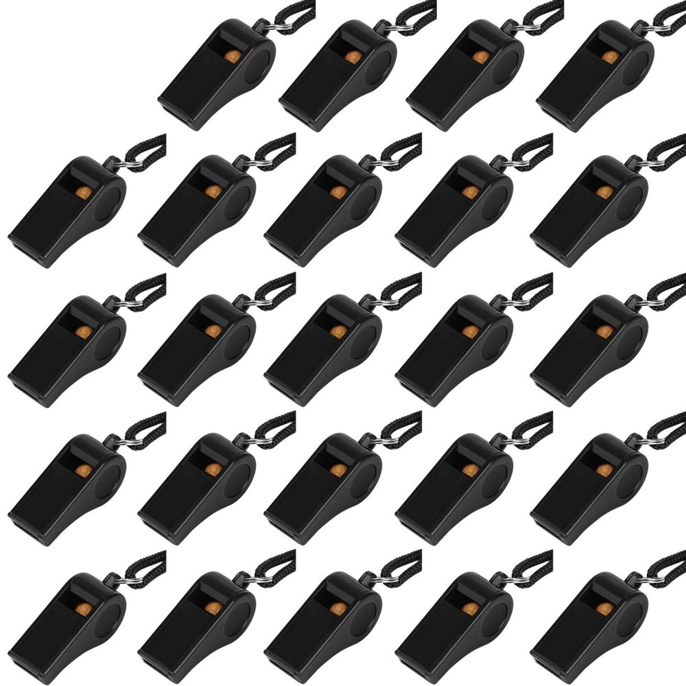 Fya Whistle, Plastic Whistle with Lanyard, Loud Clear Black Whistles Bulk Great for Coaches, Referees, and Officials