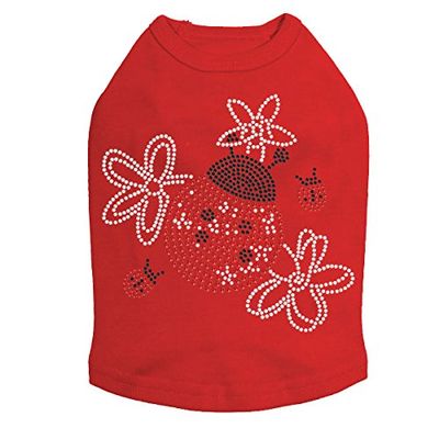 Daisies with Lady Bugs - Dog Shirt, 3XL Red