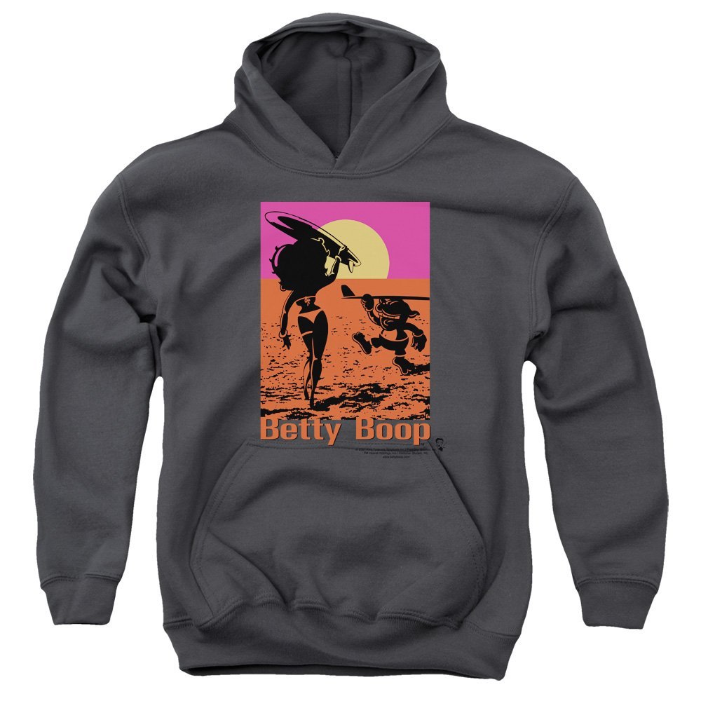 Betty Boop Summer Unisex Youth Pull-Over Hoodie for Boys and Girls, Small Charcoal