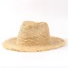 FF Men's Summer Hand-Knit Flat Along The Lafite Straw Hat, Travel Leisure Adjustable Beach Hat, Holiday Sun Hat (Color : Khaki) view 2