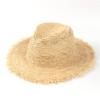 FF Men's Summer Hand-Knit Flat Along The Lafite Straw Hat, Travel Leisure Adjustable Beach Hat, Holiday Sun Hat (Color : Khaki) view 3
