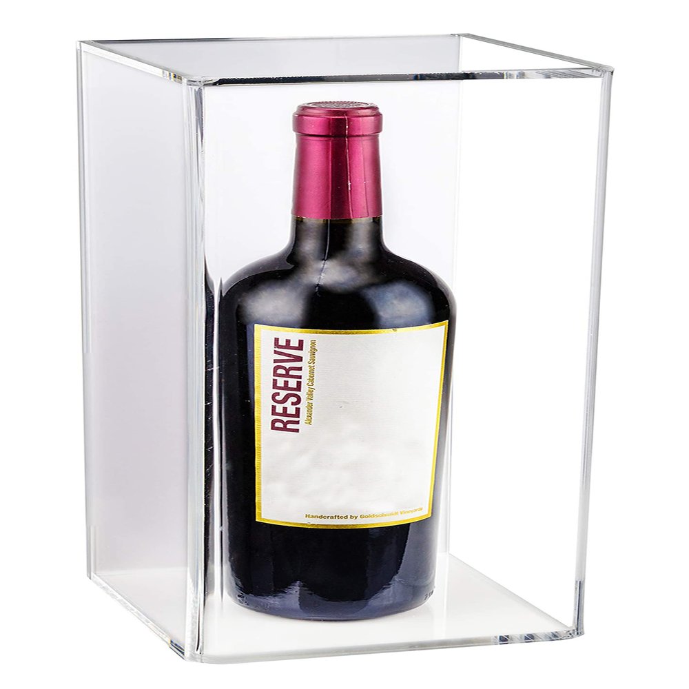 Acrylic Display Case with White Back & Wall Mount Vertical or Horizontal Display Cases for Figures & Memorabilia, Wall Mounted Display Case Clear Showcase Dim: 5.5" L x 5.5" W x 13.25" H (A017-WB-WM)