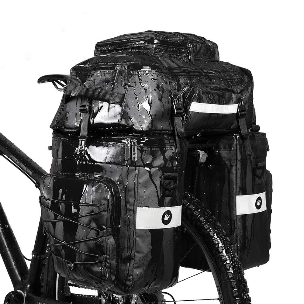Rhinowalk Bike Pannier Bag Set for Bicycle Cargo Rack Saddle Bag Shoulder Bag Laptop Pannier Rack Bicycle Bag Professional Cycling Accessories 3 in 1-Black