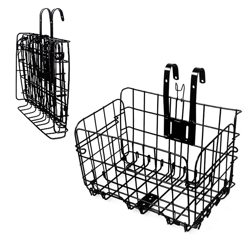 Hamiledyi Folding Bike Basket,Lift-Off Front Bike Basket with Handles Easy Installation Rear Cargo Rack - Rust Proof Bicycle Bag for Mountain Bike Accessories