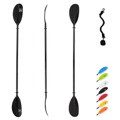 OCEANBROAD Kayak Paddle 90.5in/230cm Alloy Shaft Kayaking Boating Canoeing Oar with Paddle Leash 1 Paddle, Black