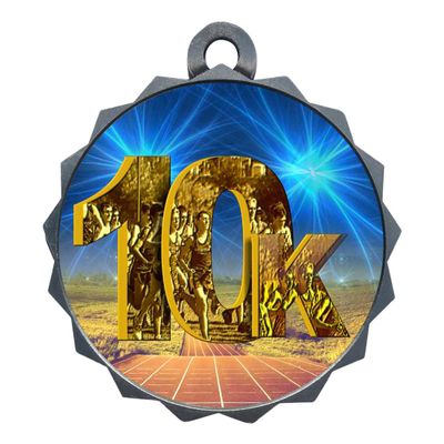 2-1/4 Inch Die-Cast Metal Award Medallion with Antique Silver Finish and Attached 2 Inch Full Color Laminated Sport Insert.